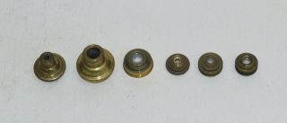 6 x old brass microscope lenses,  maybe for Culpeper etc. 2