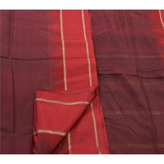 Sanskriti Vintage Indian Saree 100 Pure Silk Woven Dark Red Craft Fabric Sari