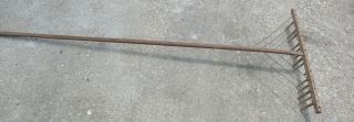 Antique Primitive Wooden Garden Rake Wooden Handle 26 