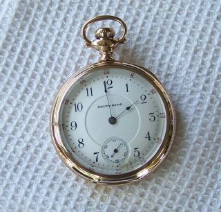 Vintage South Bend 16 Size 17 Jewel Adjusted Pocket Watch 3