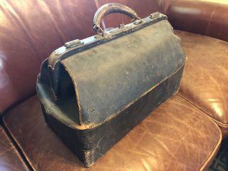 Antique Leather Dr ' s Doctor ' s Leather Bag Usable 2