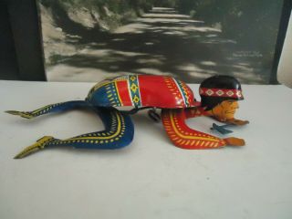 Ohio Art Vintage Wind Up " Crawling Indian " Tin Litho