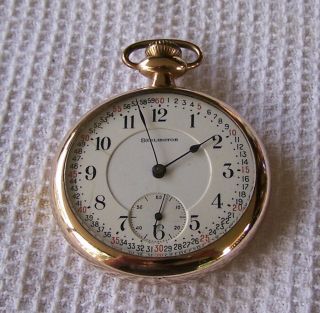 Vint Illinois Burlington 21 Jewel 16 Size Railroad Pocket Watch Montgomery Dial