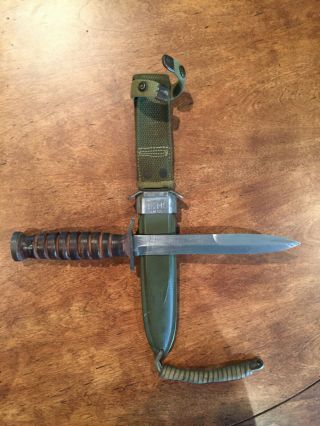 Vintage Rare Ww2 M3 Combat/trench Knife With M8 Scabbard 1943 - 1944