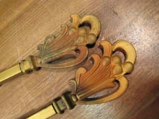 2 ANTIQUE Victorian Arts Crafts Nouveau CURTAIN ROD Holder Brackets.  Swing Out. 5