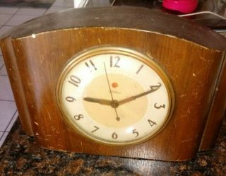 Vintage Telechron Electric Clock 4h87,  Wooden Shelf Clock,  Deco Hands