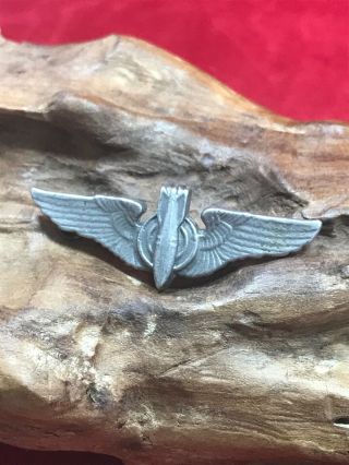 Wwii Cbi Bomber Wing 3 " Sterling Silver Rare,  Engraved On Back Red Descpt