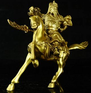 chinese folk myth brass Soldier General guan gong guan yu ride horse statue e02 4