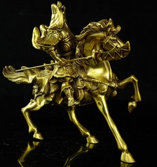 chinese folk myth brass Soldier General guan gong guan yu ride horse statue e02 5