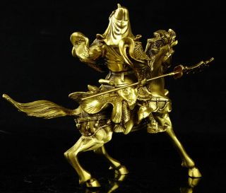 chinese folk myth brass Soldier General guan gong guan yu ride horse statue e02 6