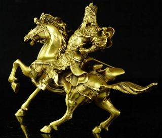 chinese folk myth brass Soldier General guan gong guan yu ride horse statue e02 7