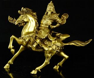 chinese folk myth brass Soldier General guan gong guan yu ride horse statue e02 8
