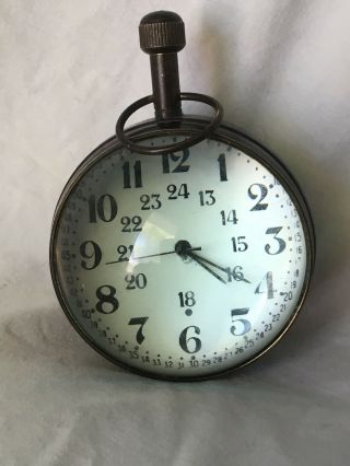 Vintage Glass Ball Desk Clock Wind Up Sphere Pocket Watch Compass Miyota Japan