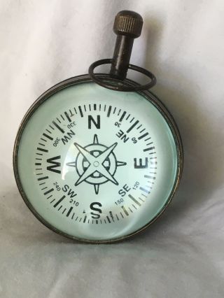 Vintage Glass Ball Desk Clock Wind Up Sphere Pocket watch Compass Miyota Japan 2