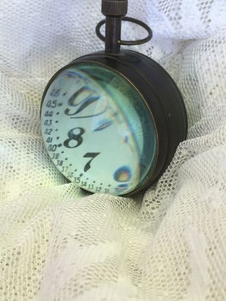 Vintage Glass Ball Desk Clock Wind Up Sphere Pocket watch Compass Miyota Japan 4