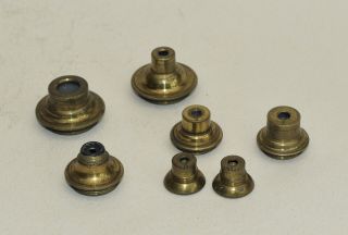 7 X Old Brass Microscope Lenses,  Maybe Culpeper Etc.
