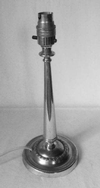 Art Deco Style Chrome Plated Table Lamp: Switch Fitting: Cast Iron Base