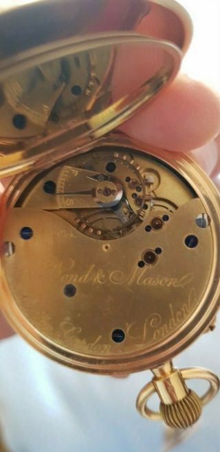 Reloj de bolsillo 8k oro sólido 18ct completo con su cadena de fob 4