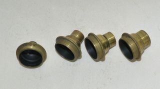 4 x old brass microscope lenses for old brass microscope. 4