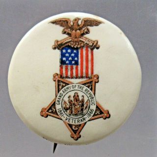 Circa 1900 Gar G.  A.  R.  Medal 1.  25 " Pinback Button ^