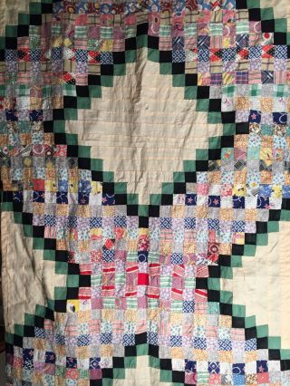 Antique Patchwork Quilt Top Table Runner Hand Sewn Feedsack Small Squares 54”