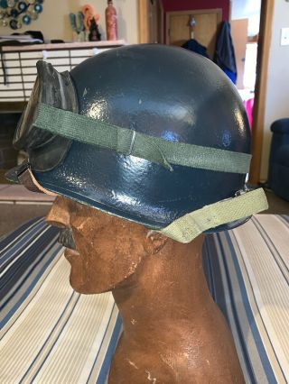 WW2 US Navy USN M1 Fixed Bale Helmet,  Complete Helmet Liner With Goggles 2