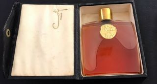 RARE 1920 ' S SIGNED COTY L ' ORIGAN LALIQUE CRYSTAL PERFUME BOTTLE FULL LEATHER 2