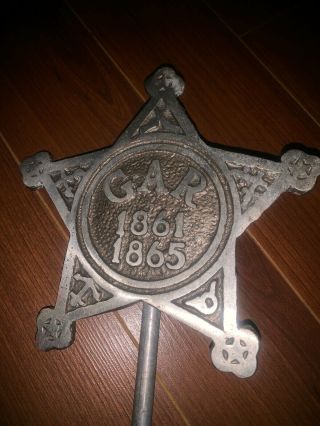 Gar Grand Army Of The Republic Civil War 1861 - 1865 Grave Marker With Pole