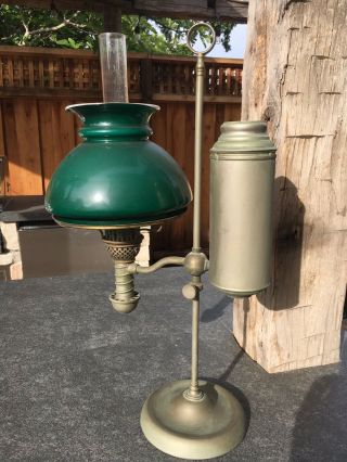 Manhattan Brass Antique Student Lamp Oil Complete And Orginal W Macbeth Pearl