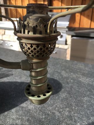 Manhattan Brass Antique Student Lamp Oil Complete and Orginal w Macbeth Pearl 7