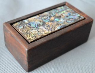 Handwork Tibet Ancient Collectable Boxwood Inlay Conch Carve Usable Jewelry Box 3