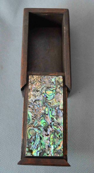 Handwork Tibet Ancient Collectable Boxwood Inlay Conch Carve Usable Jewelry Box 4