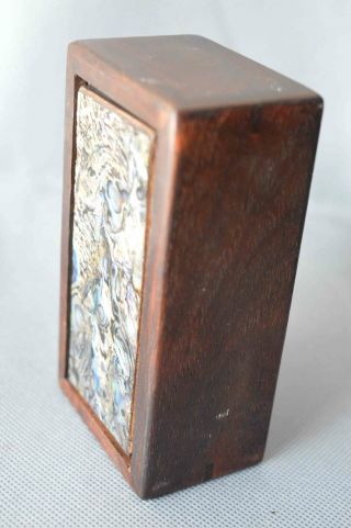 Handwork Tibet Ancient Collectable Boxwood Inlay Conch Carve Usable Jewelry Box 5