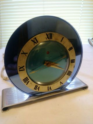 Telechron Clock Blue Mirror 4f65