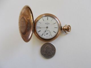 ANTIQUE ELGIN 10K SOLID GOLD POCKET WATCH FINE ENGRAVED HUNTING CASE 7