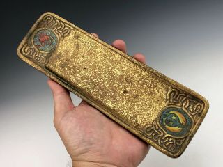 Tiffany Studios " Zodiac " Enameled Pen Tray In Gold Dore,  Circa 1909 York