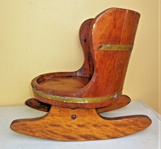 Antique Vintage Wood Barrel Rocking Rocker Chair Child / Doll / Teddy Bears