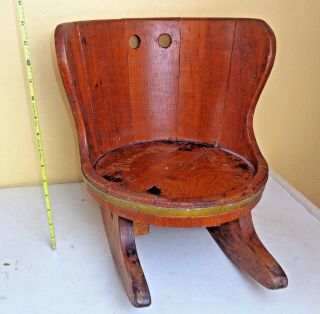 Antique Vintage Wood Barrel Rocking Rocker Chair Child / Doll / Teddy Bears 2