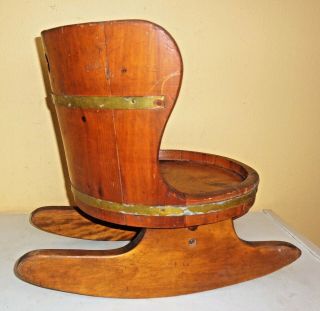 Antique Vintage Wood Barrel Rocking Rocker Chair Child / Doll / Teddy Bears 3
