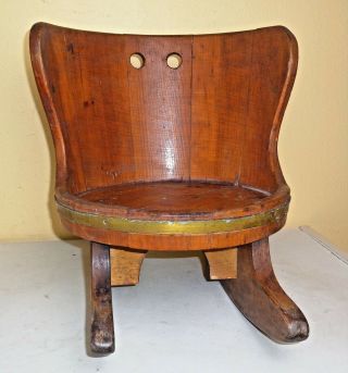 Antique Vintage Wood Barrel Rocking Rocker Chair Child / Doll / Teddy Bears 5