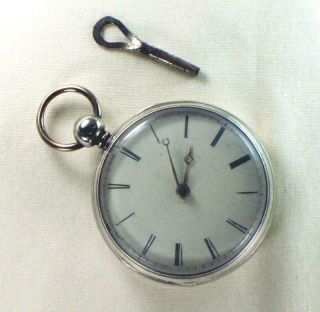 1844 Sterling Silver Wm Nicoll London Fusee Key Wind Pocket Watch 5o