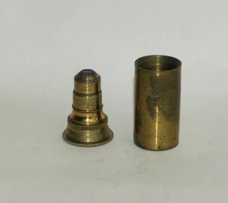 1/2 In.  Objective Lens In Can For Brass Microscope - R.  & J.  Beck.  (1 " Can)