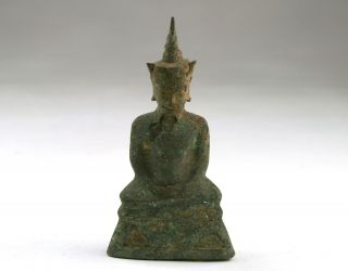 16/17thc Antique Thai Ayutthaya Bronze Figure Crowned Buddha Shakyamuni