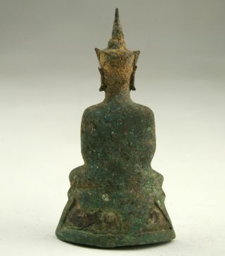 16/17thC Antique Thai Ayutthaya Bronze Figure Crowned Buddha Shakyamuni 4