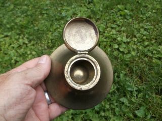 VINTAGE BRASS INKWELL W/ISIS EGYPTIAN GODDESS ON LID 5