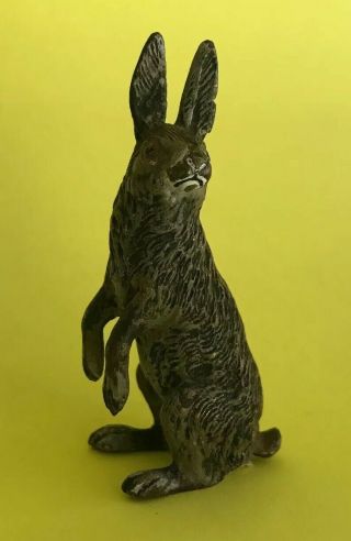 Antique Vintage Austria Vienna Bronze Cold Painted Rabbit Easter Bunny Hare