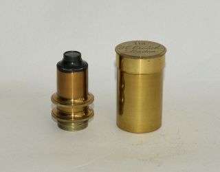 1 Inch Objective Lens In Can For Brass Microscope - H.  Crouch,  London.