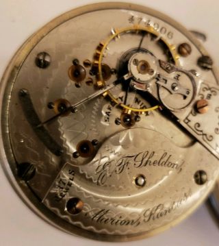 Antique 1800 ' s Victorian American 17J Pocket Watch E.  F Shelton Marion Kansas 18s 4