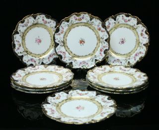 Set Of 10 Antique 19th Century English Porcelain Dessert Lunch Plates