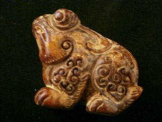 Lovely Chinese Old Jade Hand Carved Mystical Frog Little Statue T107